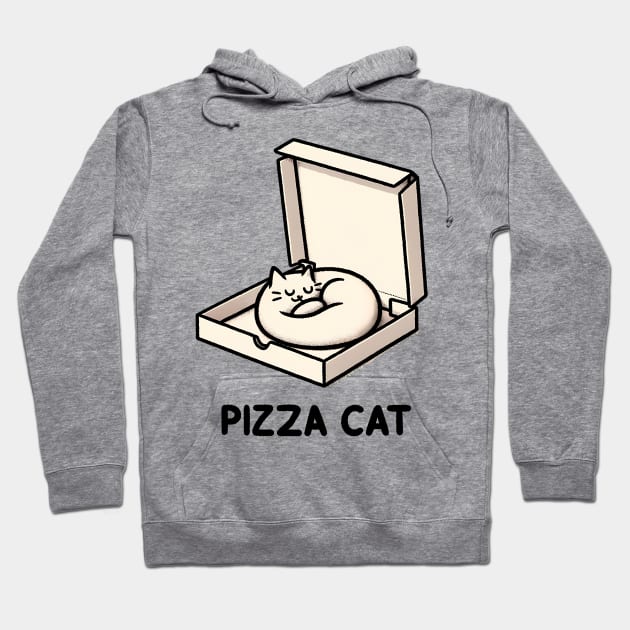 Funny Cute Cat Sleeping inside Pizza Box Hoodie by dukito